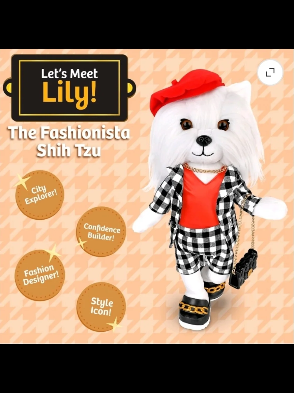 Woof & Co 15-inch Fashion Doll – Lily The Poseable Plush Shih Tzu with Removable